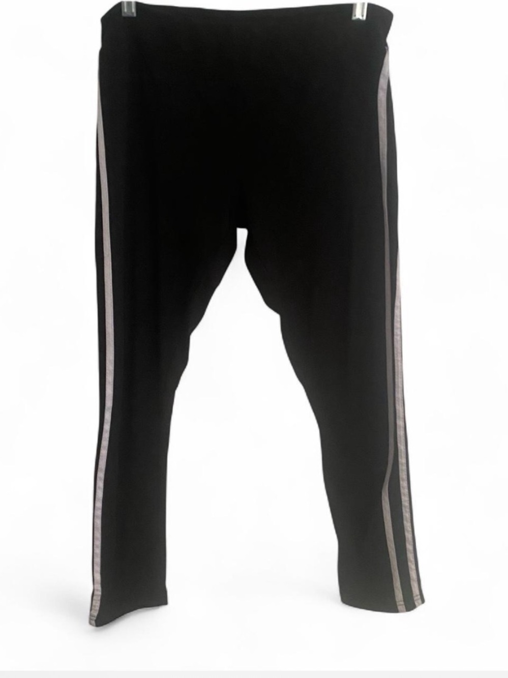HOT KISS BLACK LEGGINGS WITH WHITE SIDE STRIPES ELASTIC WAIST LIGHTWEIGHT XL